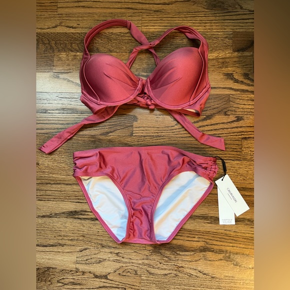 CK 2pc Convertible Strap Underwire Bikini Top & matching Hipster Bikini Bottom - Picture 2 of 9